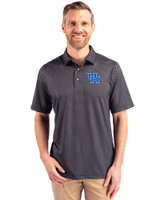 Kentucky Wildcats Cutter & Buck Pike Banner Print Stretch Mens Big & Tall Polo Black Front