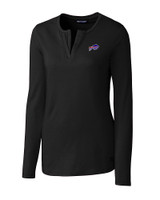 Buffalo Bills Cutter & Buck Long Sleeve Womens Double V-Neck Shirt Black Mannequin