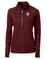 Texas A&M Aggies Alumni Cutter & Buck Adapt Eco Knit Stretch Recycled Womens Half Zip Pullover BRD_MANN_HG 1