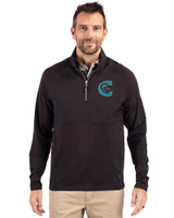Charlotte Knights Cutter & Buck Adapt Eco Knit Hybrid Recycled Mens Quarter Zip Black Front