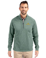 Notre Dame Fighting Irish Cutter & Buck Adapt Eco Knit Heather Mens Quarter Zip Pullover Hunter Heather Front