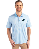 Carolina Panthers Cutter & Buck Forge Tonal Stripe Stretch Mens Big and Tall Polo Atlas Light Blue Front