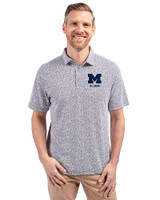 Michigan Wolverines Alumni Cutter & Buck Virtue Eco Pique Botanical Print Recycled Mens Polo Navy Blue Front