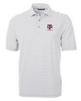 Texas A&M Aggies Alumni Cutter & Buck Virtue Eco Pique Stripe Recycled Mens Polo POL_MANN_HG 1