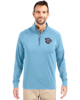 Lehigh Valley IronPigs Cutter & Buck Adapt Eco Knit Stretch Recycled Mens Quarter Zip Pullover Atlas Light Blue Front