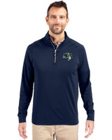 Gwinnett Stripers Cutter & Buck Adapt Eco Knit Stretch Recycled Mens Quarter Zip Pullover Navy Blue Front