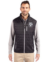 Texas A&M Aggies Alumni Cutter & Buck Rainier PrimaLoft® Mens Eco Insulated Full Zip Puffer Vest Black Front