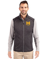 Michigan Wolverines Alumni Cutter & Buck Mainsail Sweater-Knit Mens Full Zip Vest Charcoal Heather Front