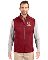 Frisco RoughRiders Cutter & Buck Mainsail Sweater-Knit Mens Full Zip Vest Cardinal Red Heather Front
