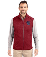 Binghamton Rumble Ponies Cutter & Buck Mainsail Sweater-Knit Mens Full Zip Vest Cardinal Red Heather Front