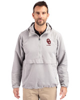 Oklahoma Sooners Alumni (Lights and CDR) Cutter & Buck Charter Eco Recycled Mens Anorak Jacket Polished Medium Gray Front