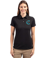 Charlotte Knights Cutter & Buck Advantage Eco Tri-Blend Pique Womens Polo Black Front