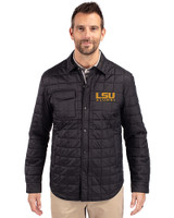 LSU Tigers Alumni Cutter & Buck Rainier PrimaLoft® Mens Eco Insulated Quilted Shirt Jacket Black Front