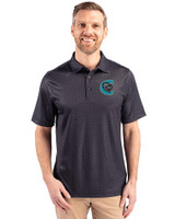 Charlotte Knights Cutter & Buck Pike Double Dot Print Stretch Mens Polo Black Front