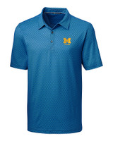 Michigan Wolverines Alumni Cutter & Buck Pike Mini Pennant Print Stretch Mens Polo Liberty Navy Mannequin