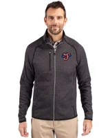 Jacksonville Jumbo Shrimp Cutter & Buck Mainsail Sweater-Knit Mens Big and Tall Full Zip Jacket Charcoal Heather Front