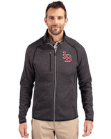 Louisville Bats Cutter & Buck Mainsail Sweater-Knit Mens Big and Tall Full Zip Jacket Charcoal Heather Front