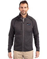 Rocket City Trash Pandas Cutter & Buck Mainsail Sweater-Knit Mens Big and Tall Full Zip Jacket Charcoal Heather Front