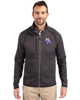 New Hampshire Fisher Cats Cutter & Buck Mainsail Sweater-Knit Mens Big and Tall Full Zip Jacket Charcoal Heather Front