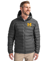 Michigan Wolverines Alumni Cutter & Buck Mission Ridge Repreve® Eco Insulated Mens Puffer Jacket Elemental Grey Front