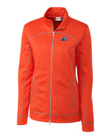 West Michigan Whitecaps Clique Helsa Performance Womens Full Zip Knit Jacket Blood Orange Mannequin