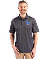 Kentucky Wildcats Alumni Cutter & Buck Pike Banner Print Stretch Mens Polo Black Front