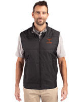 Texas Longhorns Alumni Cutter & Buck Stealth Hybrid Quilted Mens Windbreaker Vest Black Front
