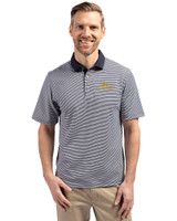 Notre Dame Fighting Irish Cutter & Buck Virtue Eco Pique Micro Stripe Recycled Mens Polo Navy Blue/White Front