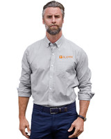 Tennessee Volunteers Alumni Cutter & Buck Stretch Oxford Stripe Mens Big and Tall Long Sleeve Dress Shirt Charcoal Front