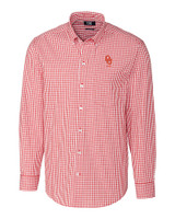 Oklahoma Sooners Alumni (Lights and CDR) Cutter & Buck Easy Care Stretch Gingham Mens Long Sleeve Dress Shirt Cardinal Red Mannequin