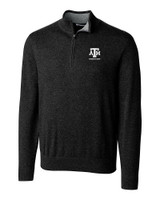 Texas A&M Aggies Alumni Cutter & Buck Lakemont Tri-Blend Mens Big and Tall Quarter Zip Pullover Sweater Black Mannequin