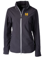 Michigan Wolverines Alumni Cutter & Buck Vapor Water Repellent Stretch Womens Full Zip Rain Jacket OSI_MANN_HG 1