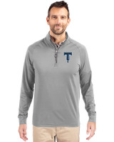 Tulsa Drillers Cutter & Buck Adapt Eco Knit Stretch Recycled Mens Big and Tall Quarter Zip Pullover Polished Medium Gray Front