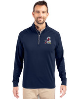 Springfield Cardinals Cutter & Buck Adapt Eco Knit Stretch Recycled Mens Big and Tall Quarter Zip Pullover Navy Blue Front