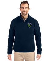 Hillsboro Hops Cutter & Buck Cascade Eco Sherpa Fleece Mens Big & Tall Quarter Zip Jacket Navy Blue Front