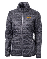 LSU Tigers Alumni Cutter & Buck Rainier PrimaLoft® Womens Eco Insulated Full Zip Printed Puffer Jacket BL_MANN_HG 1