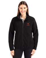 Texas Longhorns Alumni Cutter & Buck Cascade Eco Fleece Womens Full Zip Jacket Black Front