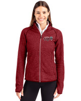 Lansing Lugnuts Cutter & Buck Mainsail Sweater-Knit Womens Full Zip Jacket Cardinal Red Heather Front