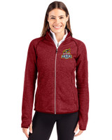 Toledo Mud Hens Cutter & Buck Mainsail Sweater-Knit Womens Full Zip Jacket Cardinal Red Heather Front
