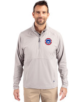 South Bend Cubs Cutter & Buck Adapt Eco Knit Hybrid Recycled Mens Quarter Zip Polished Medium Gray Front