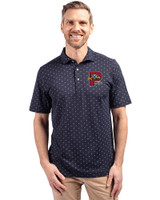 Portland Sea Dogs Cutter & Buck Virtue Eco Pique Tile Print Recycled Mens Polo Navy Blue Front