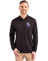 New Hampshire Fisher Cats Cutter & Buck Virtue Eco Pique Recycled Quarter Zip Mens Pullover Black Front