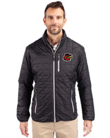 Rochester Red Wings Cutter & Buck Rainier PrimaLoft® Mens Eco Insulated Full Zip Puffer Jacket Black Front