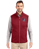 Round Rock Express Cutter & Buck Mainsail Sweater-Knit Mens Full Zip Vest Cardinal Red Heather Front