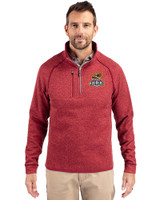 Toledo Mud Hens Cutter & Buck Mainsail Sweater-Knit Mens Half Zip Pullover Jacket Cardinal Red Heather Front
