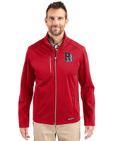 Round Rock Express Cutter & Buck Evoke Softshell Recycled Full Zip Mens Jacket Cardinal Red Front
