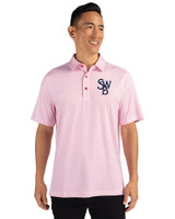 Scranton/Wilkes-Barre RailRiders Cutter & Buck Pike Double Dot Print Stretch Mens Big and Tall Polo Cardinal Red Front
