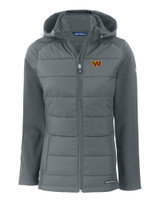 Washington Commanders Cutter & Buck Evoke Hybrid Eco Softshell Recycled Full Zip Womens Hooded Jacket EG_MANN_HG 1