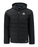 Miami Dolphins Cutter & Buck Evoke Hybrid Eco Softshell Recycled Full Zip Mens Hooded Jacket BL_MANN_HG 1