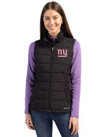 New York Giants Cutter & Buck Evoke Hybrid Softshell Recycled Womens Full Zip Vest Black Front